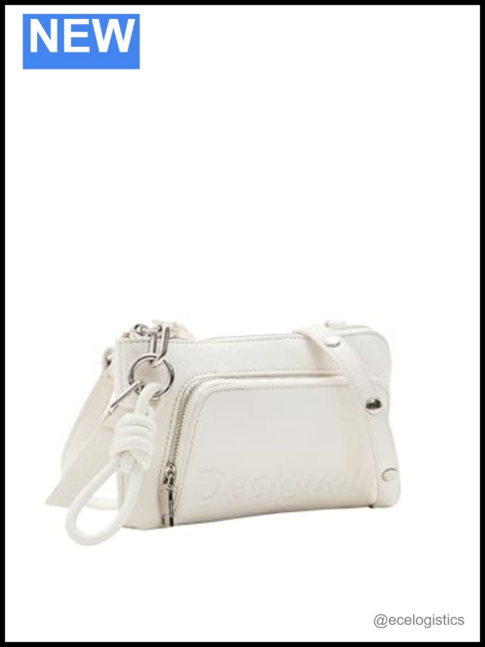 Desigual White PU Clutch with Adjustable Strap